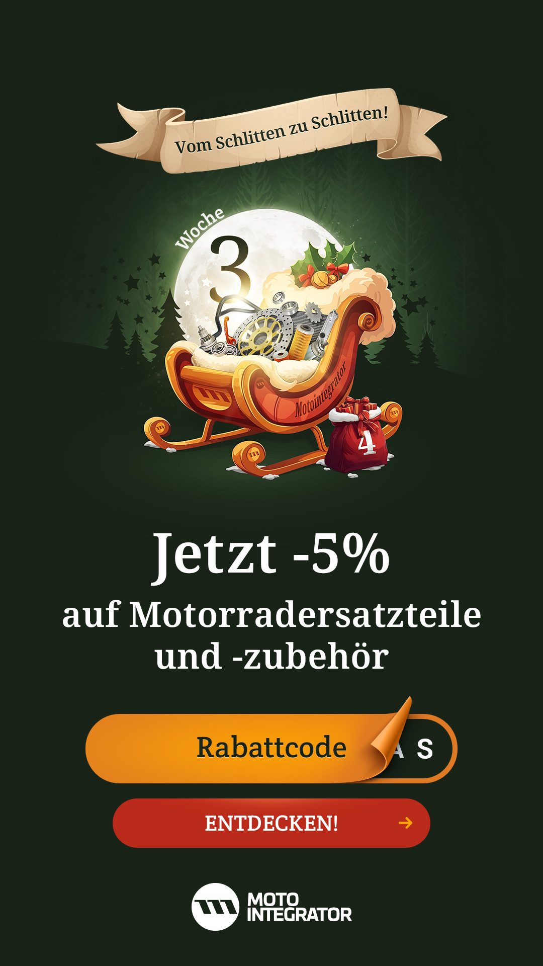 5% Rabatt auf Motorradersatzteile und Zubehör